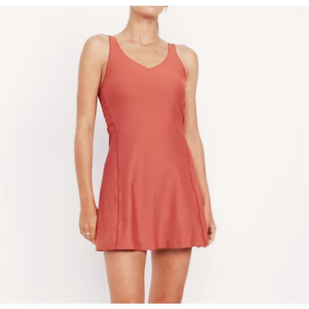 Old Navy PowerSoft Athletic Dress Cherry Birch Built-In Shorts Athleisure Size L